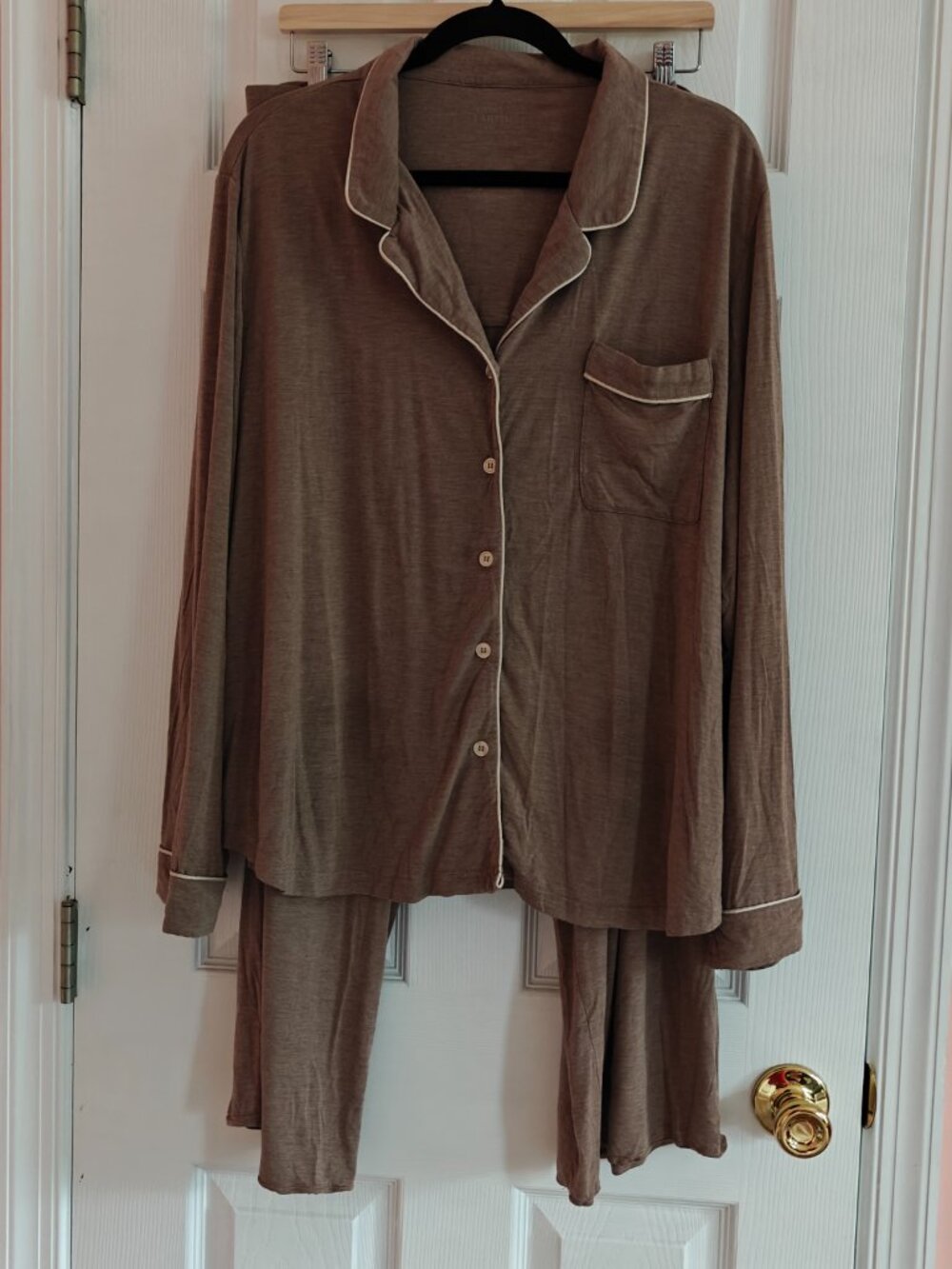 COZY EARTH Women’s Bamboo Stretch-Knit Pajama Set Walnut XXL